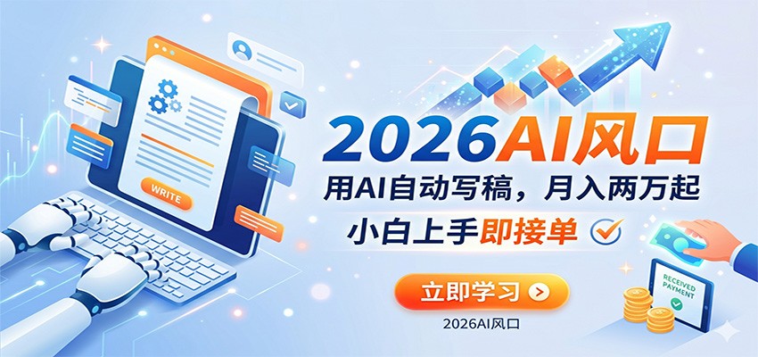 AI赚钱的新风口，用AI自动写稿，月入两万起，小白上手即接单-九节课