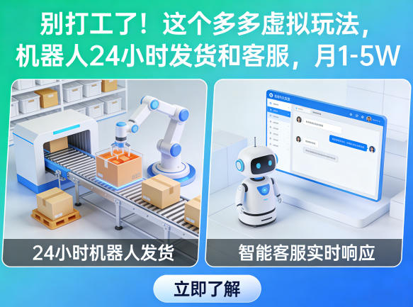 别打工了！这个多多虚拟玩法，机器人24小时发货和客服，月1-5W【揭秘】-九节课