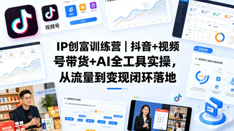 IP创富训练营｜抖音+视频号带货+AI全工具实操，从流量到变现闭环落地-九节课