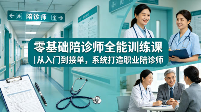 零基础陪诊师全能训练课｜从入门到接单，系统打造职业陪诊师-九节课