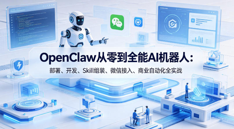 OpenClaw从零到全能AI机器人：部署、开发、Skill组装、微信接入、商业自动化全实战-九节课