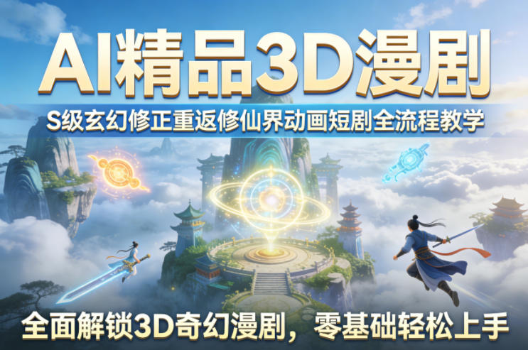 AI精品3D漫剧S级玄幻修正重返修仙界动画短剧全流程教学，全面解锁3D奇幻漫剧，零基础轻松上手-九节课