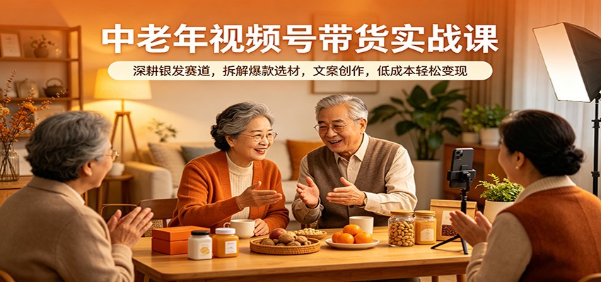中老年视频号带货实战课：深耕银发赛道，拆解爆款选材，文案创作，低成本轻松变现-九节课