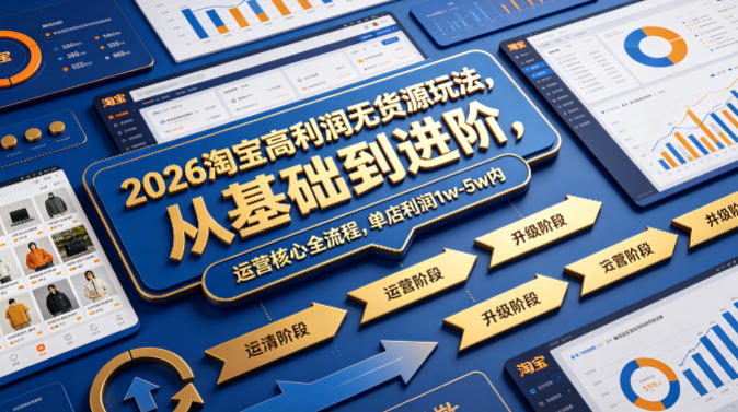2026淘宝高利润无货源玩法，从基础到进阶，运营核心全流程，单店利润1w-5w内-九节课