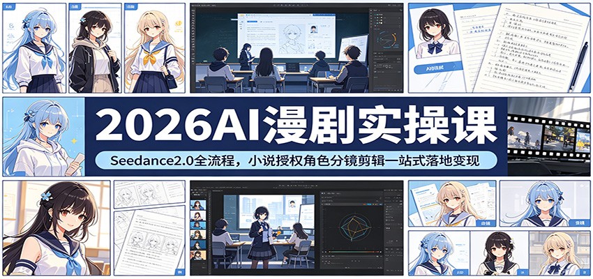 2026AI漫剧实操课：Seedance2.0全流程，小说授权角色分镜剪辑一站式落地变现-九节课