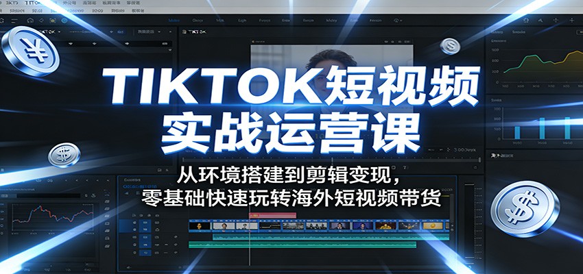 TIKTOK短视频实战运营课：从环境搭建到剪辑变现，零基础快速玩转海外短视频带货-九节课