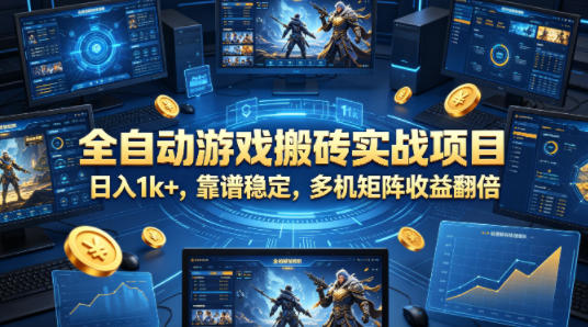 全自动游戏搬砖实战项目，日入1k+，靠谱稳定，多机矩阵收益翻倍【揭秘】-九节课