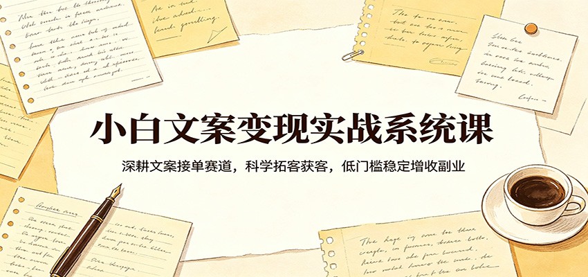 小白文案变现实战系统课：深耕文案接单赛道，科学拓客获客，低门槛稳定增收副业-九节课