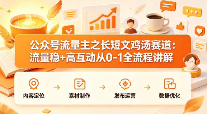 公众号流量主之长短文鸡汤赛道，流量稳+高互动，从0-1全流程讲解-九节课