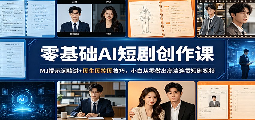 零基础AI短剧创作课：MJ提示词精讲+图生图控图技巧，小白从零做出高清连贯短剧视频-九节课