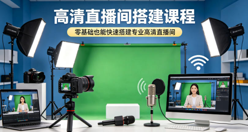 高清直播间搭建课程，零基础也能快速搭建专业高清直播间-九节课
