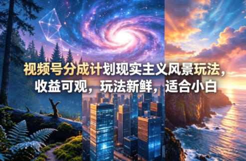 视频号分成计划现实主义风景玩法，收益可观，玩法新鲜，适合小白-九节课