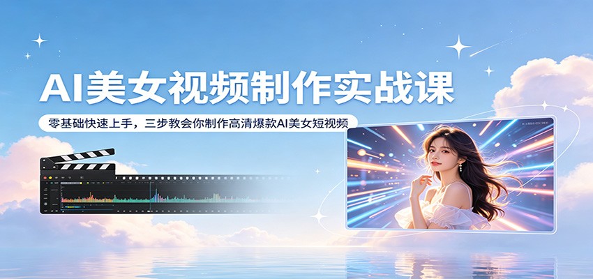 AI美女视频制作实战课：零基础快速上手，三步教会你制作高清爆款AI美女短视频-九节课