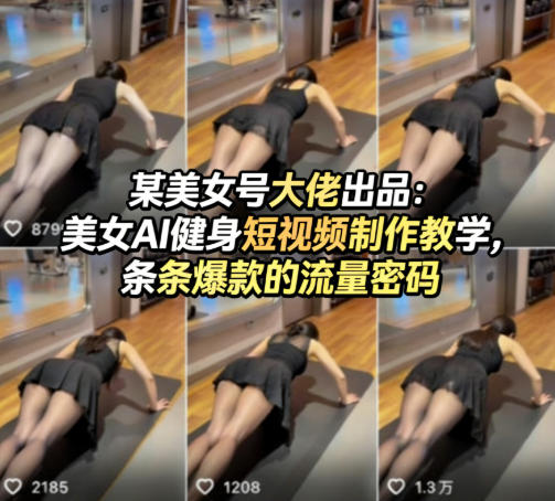 某美女号大佬出品：美女AI健身短视频制作教学，条条爆款的流量密码-九节课