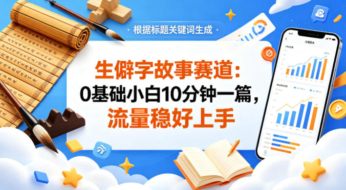 公众号流量主——生僻字故事赛道，流量稳，好上手，0基础小白也能10分钟一篇-九节课