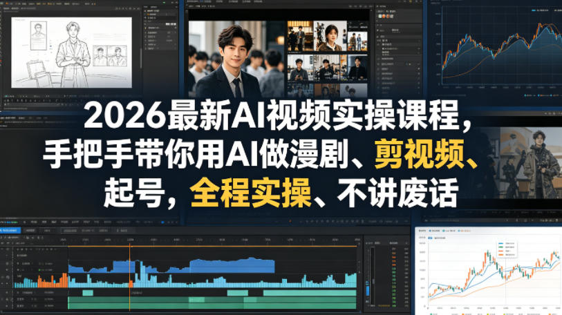 2026最新AI视频实操课程，手把手带你用AI做漫剧、剪视频、起号，全程实操、不讲废话-九节课