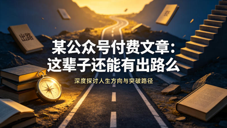 某公众号付费文章：这辈子还能有出路么-九节课