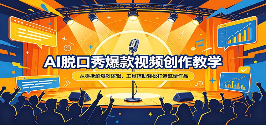 AI脱口秀爆款视频创作教学：从零拆解爆款逻辑，工具辅助轻松打造流量作品-九节课