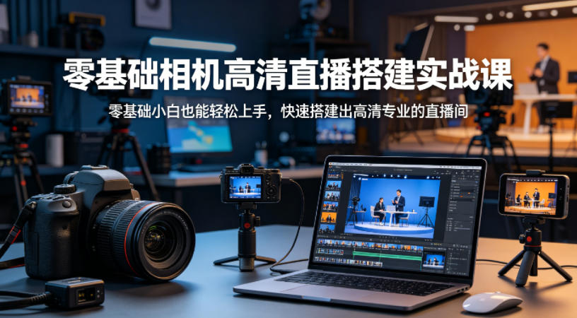 零基础相机高清直播间搭建实战课，小白也能轻松上手，快速搭建出高清专业的直播间-九节课