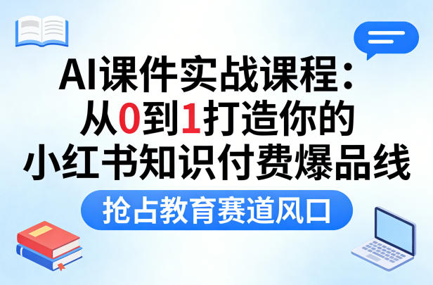 AI课件实战课程，从0到1打造你的小红书知识付费爆品线，抢占教育赛道风口-九节课