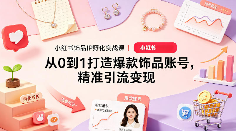 小红书饰品IP孵化实战课｜从0到1打造爆款饰品账号，精准引流变现-九节课