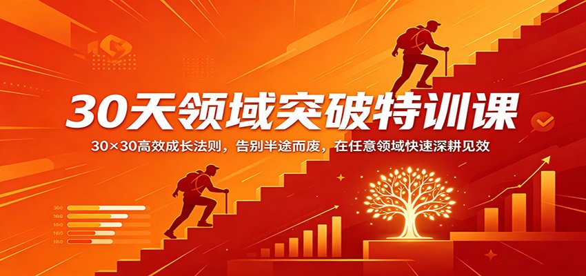 30天领域突破特训课：30×30高效成长法则，告别半途而废，在任意领域快速深耕见效-九节课