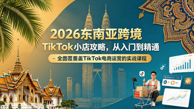 2026东南亚跨境TikTok小店攻略，从入门到精通、全面覆盖TikTok电商运营的实战课程（更新4月）-九节课