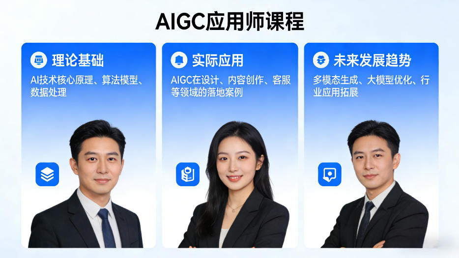 AIGC应用师课程，覆盖了AI技术的理论基础、实际应用、以及未来发展趋势-九节课