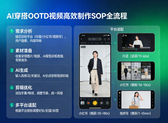 AI穿搭OOTD视频高效制作SOP全流程，适配抖音小红书视频号全平台-九节课