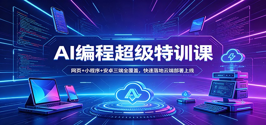 AI编程超级特训课：网页+小程序+安卓三端全覆盖，快速落地云端部署上线-九节课