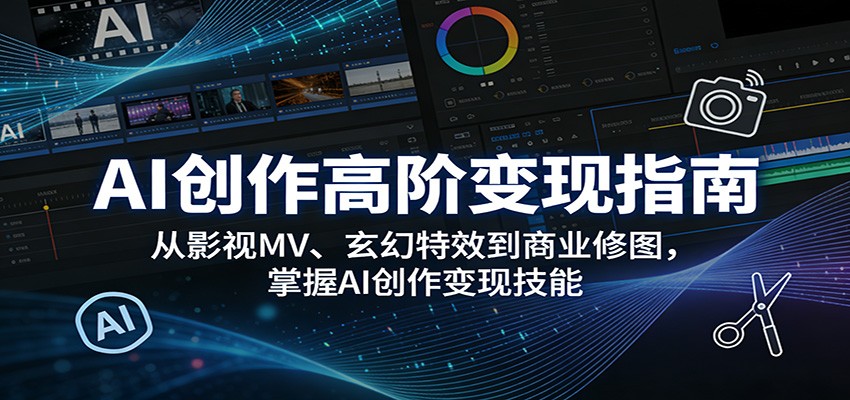AI创作高阶变现指南：从影视MV、玄幻特效到商业修图，掌握AI创作变现技能-九节课