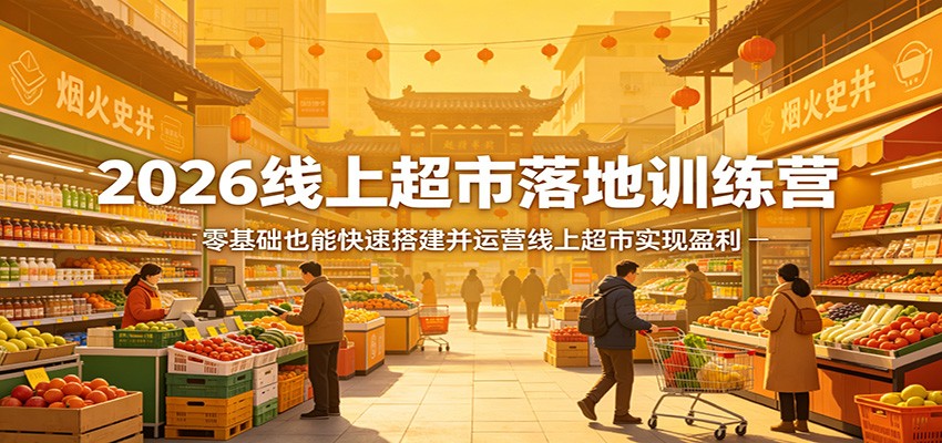 2026线上超市落地训练营，零基础也能快速搭建并运营线上超市实现盈利-九节课