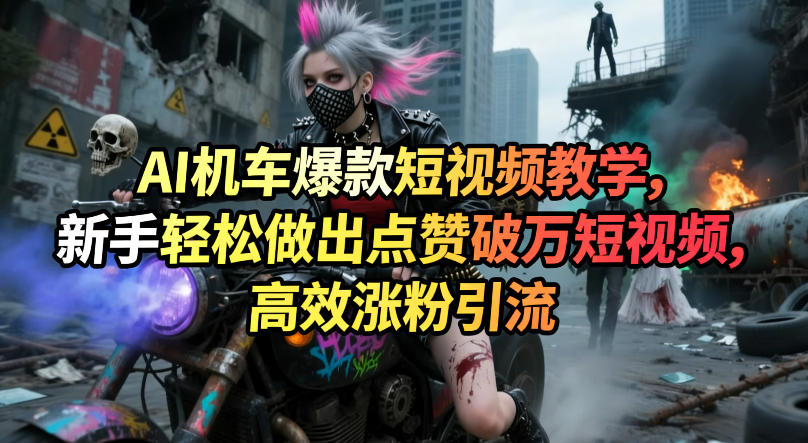 AI机车爆款短视频教学，新手轻松做出点赞破万短视频，高效涨粉引流-九节课