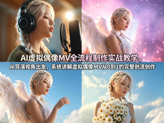 AI虚拟偶像MV全流程制作实战教学，从导演视角出发，系统讲解虚拟偶像MV从0到1的完整创作流程-九节课