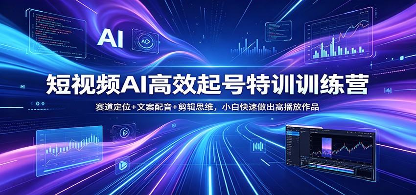 短视频AI高效起号特训训练营：赛道定位+文案配音+剪辑思维，小白快速做出高播放作品-九节课