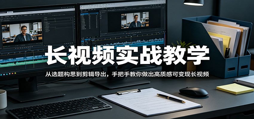 长视频实战教学，从选题构思到剪辑导出，手把手教你做出高质感可变现长视频-九节课