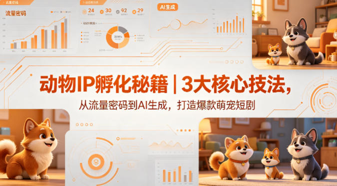 动物IP孵化秘籍｜3大核心技法，从流量密码到AI生成，打造爆款萌宠短剧-九节课