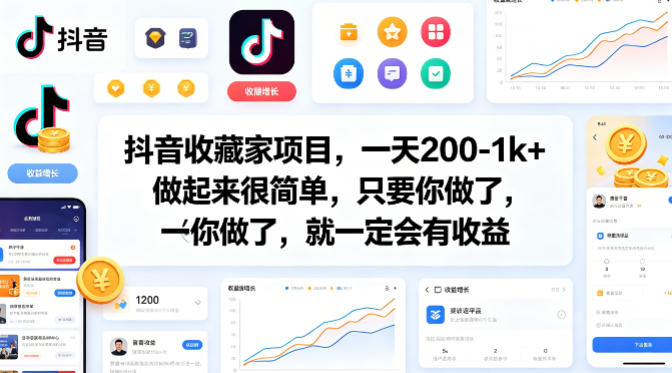 抖音收藏家项目，一天200-1k+做起来很简单，只要你做了，就一定会有收益-九节课
