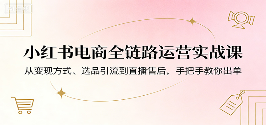 小红书电商全链路运营实战课：从变现方式、选品引流到直播售后，手把手教你出单-九节课