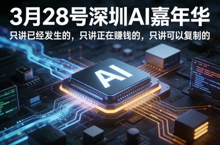 3月28号深圳AI嘉年华，只讲已经发生的，只讲正在賺钱的，只讲可以复制的-九节课