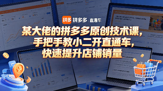 某大佬的拼多多原创技术课，手把手教小二开直通车，快速提升店铺销量-九节课