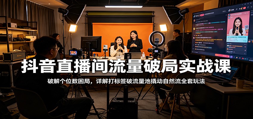 抖音直播间流量破局实战课：破解个位数困局，详解打标签破流量池撬动自然流全套玩法-九节课