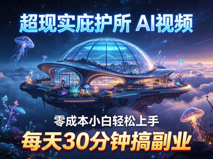 超现实庇护所AI视频项目拆解，零成本小白轻松上手，每天30分钟搞副业-九节课