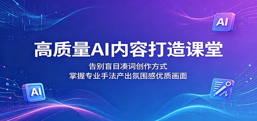 高质量AI内容打造课堂：告别盲目凑词创作方式，掌握专业手法产出氛围感优质画面-九节课