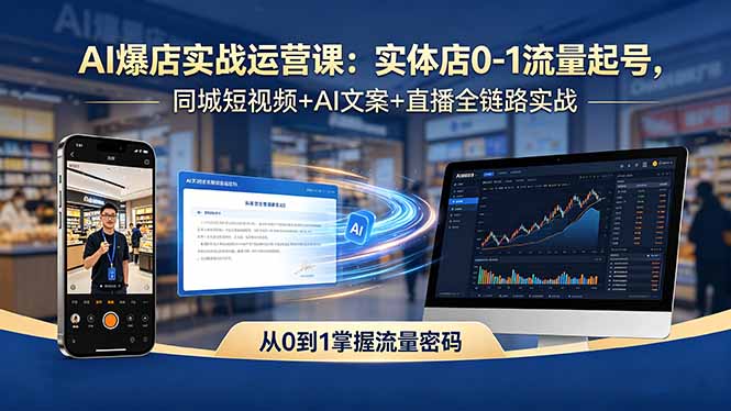 （18451期）AI爆店实战运营课：实体店0-1流量起号，同城短视频+AI文案+直播全链路实战-九节课