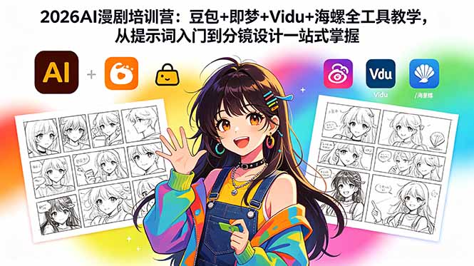 (18607期)2026AI漫剧培训营:豆包+即梦+Vidu+海螺全工具教学,从提示词入门到分镜设计一站式掌握-九节课
