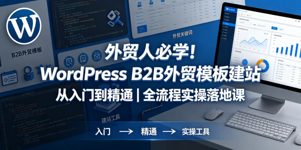 外贸人必学！WordPress B2B外贸模板建站从入门到精通｜全流程实操落地课-九节课