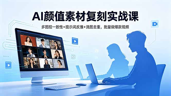 （18450期）AI颜值素材复刻实战课，多图控一致性+提示词反推+洗图去重，批量做爆款视频-九节课