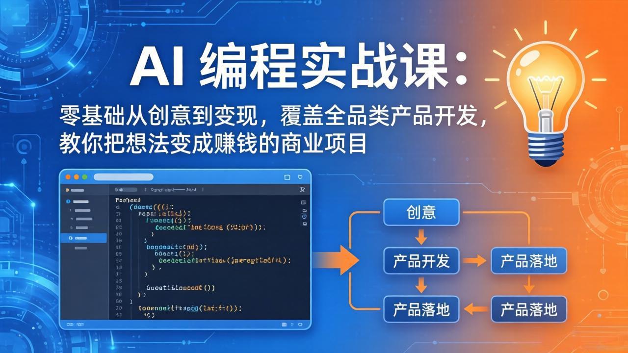 （18533期）AI编程实战课-第三期-5月19更新：零基础从创意到变现，覆盖全品类产品开发，把想法变成赚钱项目-九节课