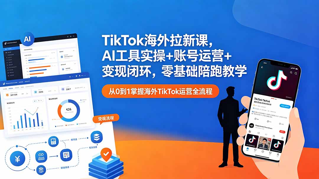 （18522期）TikTok海外拉新课，AI工具实操+账号运营+变现闭环，零基础陪跑教学-九节课